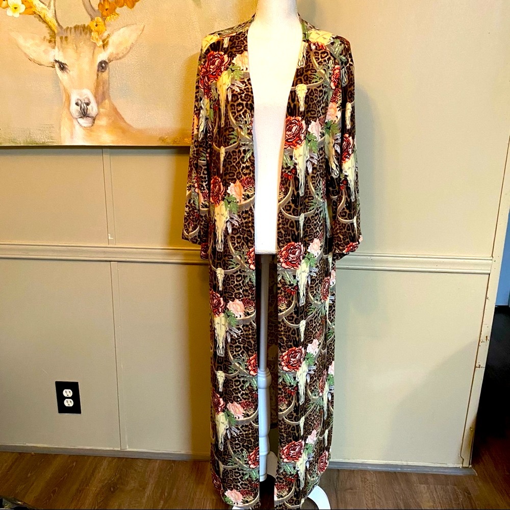 Leopard print Western,Southwestern Long  Cardigan